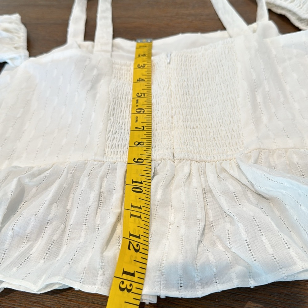 BCBGMaxAzaria Cold Shoulder Cotton Peplum Top - Picture 9 of 12